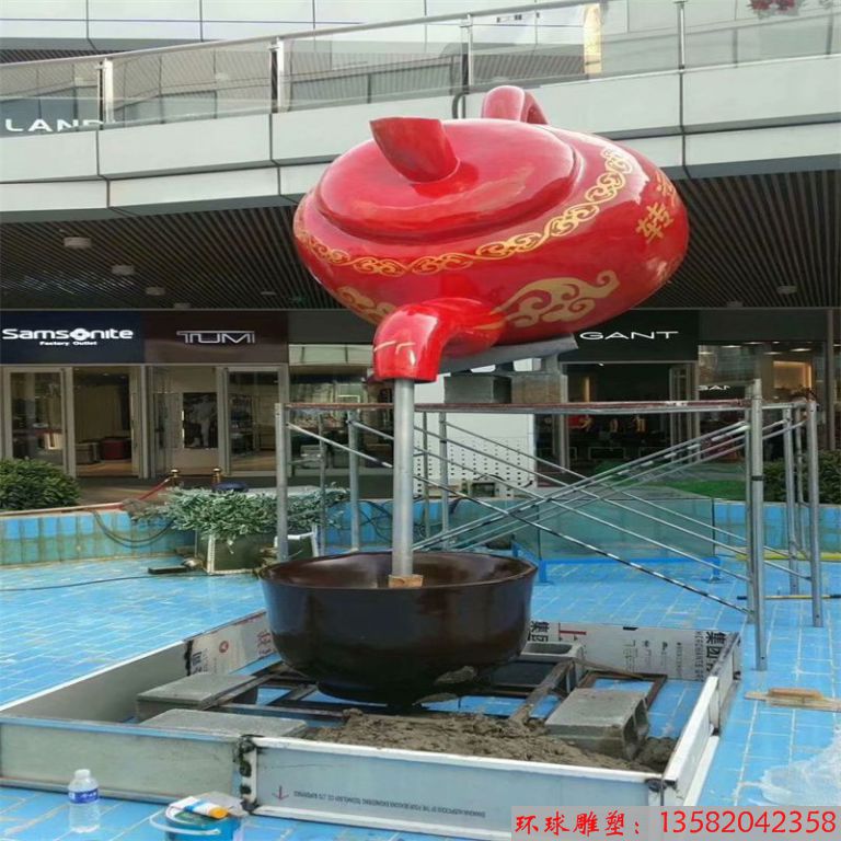 玻璃鋼流水壺雕塑，天壺雕塑5